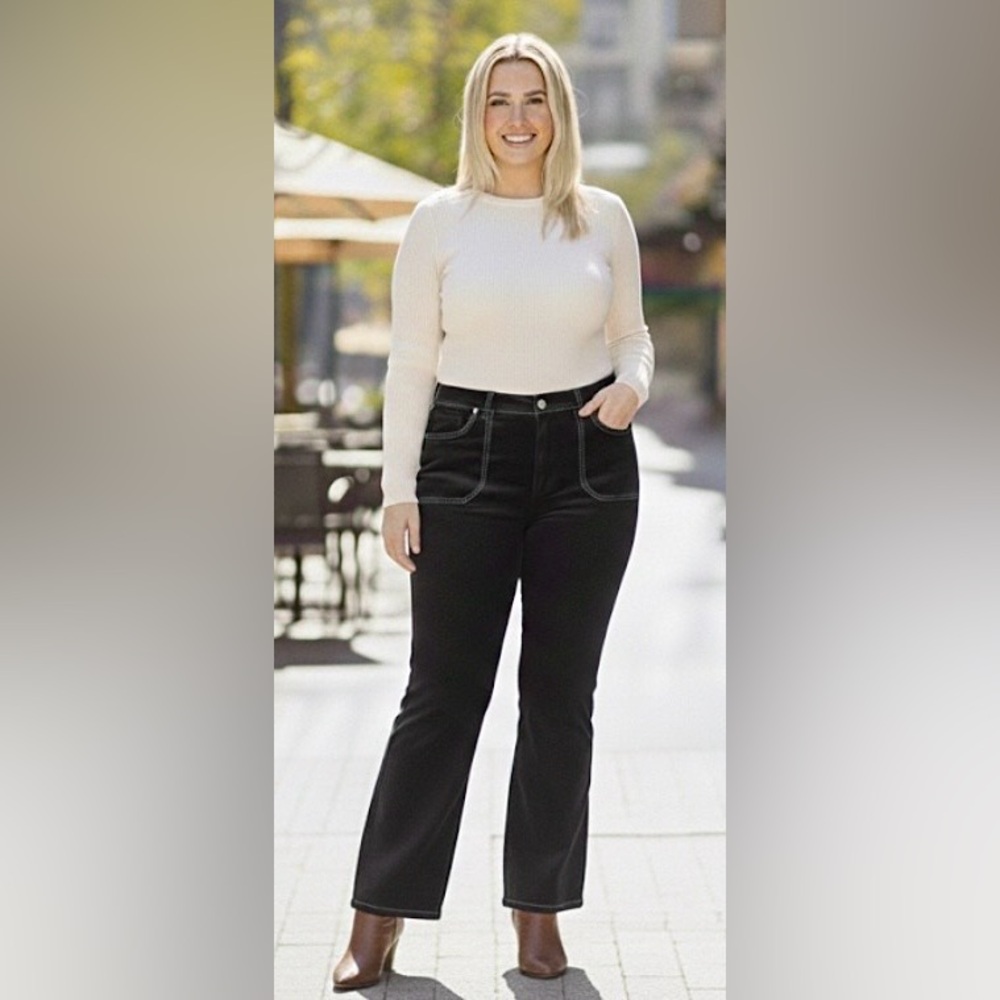 Road Runner - Black Soft Flared Pants with Pockets